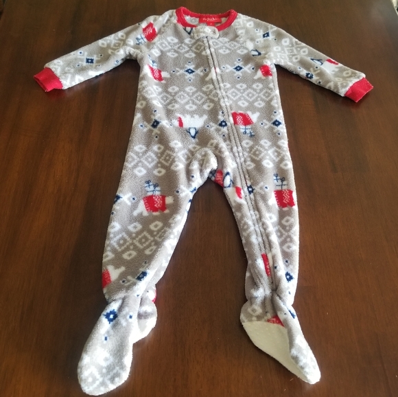 Family Winter Holiday Pajamas 18 Months Zip Up Gray & Red - Picture 9 of 9